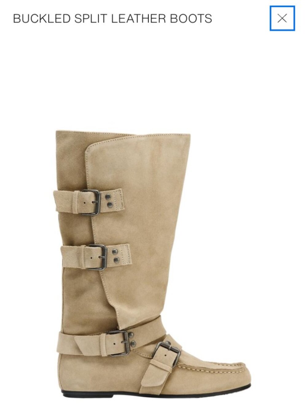 Zara Buckled Split Leather Suede Boots Tan Women's Size 8